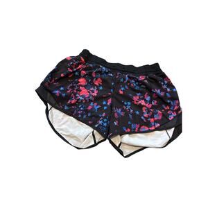 Lululemon Hotty Hot 4” Midnight Bloom Black Workout Shorts Size 8